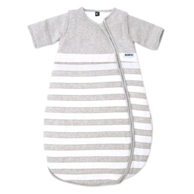 Abbildung von Gesslein 773086 Bubou Babyschlafsack mit abnehmbaren Ärmeln: Temperaturregulierender Ganzjahreschlafsack, Baby/Kinder Größe 110 cm, grau weiß gestreift