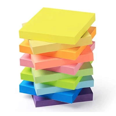 Abbildung von Agoer 10 Stück Haftnotizen 76x76mm, Super Sticky Notes selbstklebende Haftnotizzettel Klebezettel bunt zettel farbig Notizblöcke für Büro Haus, 1000 Blatt insgesamt, Farben