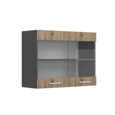 Abbildung von Vicco Küchenschrank Glas R Line, Artisan Eiche/Anthrazit, 80 cm