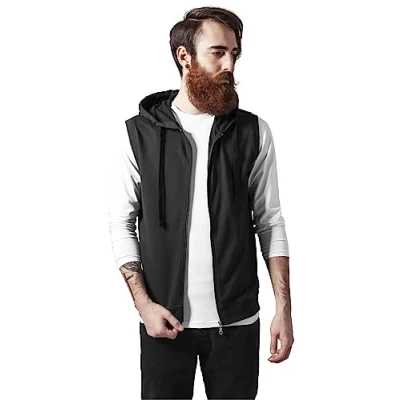 Abbildung von Urban Classics Herren Sleeveless Terry Zip Hoody Kapuzenpullover, Schwarz (Black 7), X Large