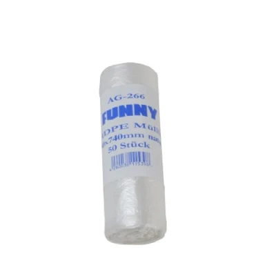 Abbildung von Funny HDPE Müllbeutel, 630 x 740 mm extra, transparent, circa 60 L, für leichte Abfälle, 40er Pack (40 50 Stück)