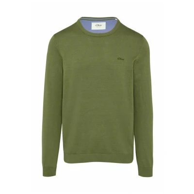 Abbildung von s.Oliver Logostickerei Strickpullover, Herren, Größe: Small, Olive