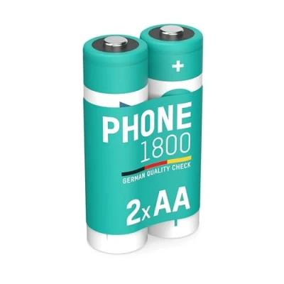 Abbildung von ANSMANN Telefon Akku Mignon AA LR06, 2 Stück, 1600 mAh 1,2V NI MH, wiederaufladbar, ideal für DECT Phone, Schnurlostelefon, Babyphone, Ersatzakku