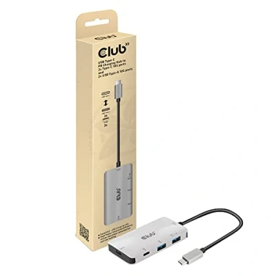 Abbildung von Club 3D USB Typ C PD Lade Hub auf 2x 10G Ports und A