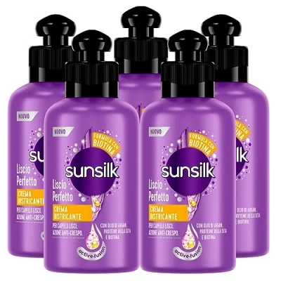 Abbildung von Sunsilk Entwirrende Creme, glatt, perfekt für glattes Haar, Anti Frizz, 5 Flaschen à 200 ml