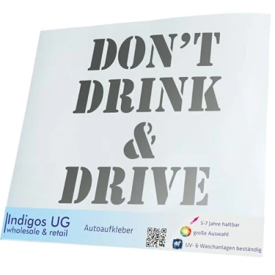 Abbildung von INDIGOS UG Aufkleber Autoaufkleber JDM Die Cut Dont Drink and Drive 200x200mm Silber Heckscheibe Heckscheibenaufkleber Sticker Tuning Boot Auto Laptop LKW