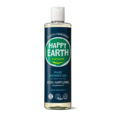 Abbildung von Happy Earth Duschgel Für Damen und Herren 100% Natürliche Inhaltsstoffe &amp; Vegan Lemon Sandalwood 300 ML