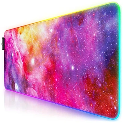 Abbildung von CSL RGB Gaming Mauspad LED Schreibtischunterlage 800x300 mm XXL Mousepad Multi Color 11 Beleuchtungs Modi 7 Farben Plus 4 Effektmodi abwaschbar Galaxy