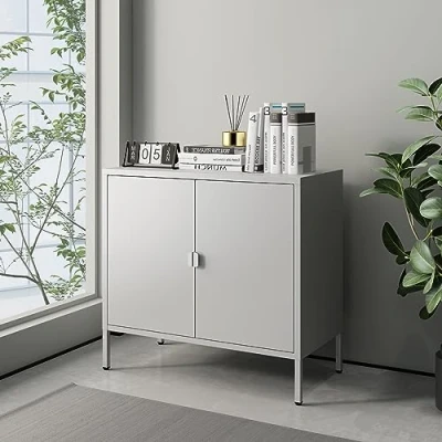 Abbildung von en.casa Aktenschrank »Hailuoto« Hellgrau 80x40x75cm
