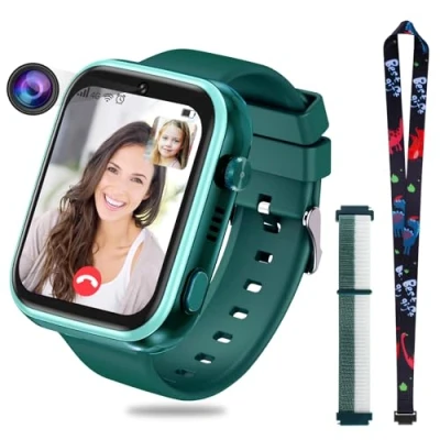 Abbildung von OKYUK 4G Smartwatch für Kinder, GPS Tracker, mehrere Desktop Stile zur Auswahl, Zwei Wege Anrufe, Bildkompetenz, SOS, WLAN, wasserdichter Touchscreen 412 Jungen und Mädchen (Grün)