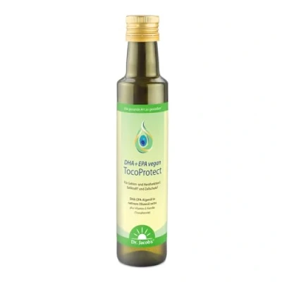 Abbildung von DHA + EPA vegan TocoProtect 250 ml Algenöl Olivenöl Omega 3