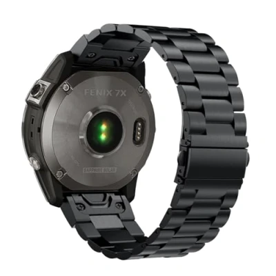 Abbildung von YOOSIDE QuickFit 26mm Edelstahl Armband für Fenix 5X / 6X /Fenix 7X Enduro, Metall Gliederarmband Uhrenarmband Garmin epix Pro 51mm,Fenix 3(Schwarz)
