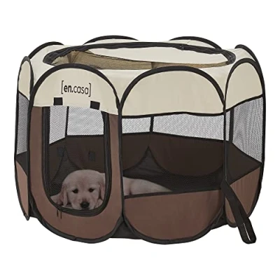 Abbildung von en.casa Tierhaus, »Telford« Pop Up Hundehütte Braun/Cremefarben 43 x 74 cm