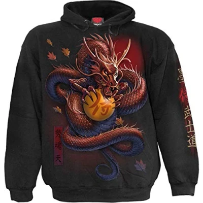 Abbildung von Spiral Samurai Männer Kapuzenpullover schwarz L 100% Baumwolle Everyday Goth, Gothic, Horror, Rockwear