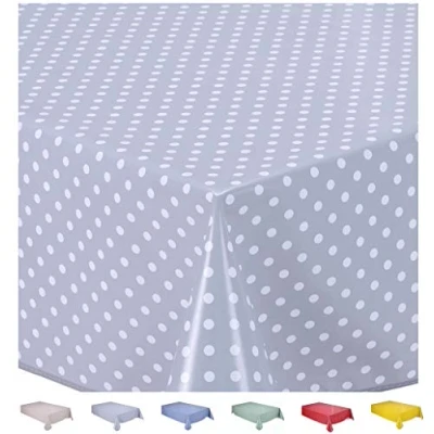 Abbildung von Home Direct Wachstuch Tischdecke Abwaschbar Eckig 140 x 200 cm Kleine Tupfen Hellgrau