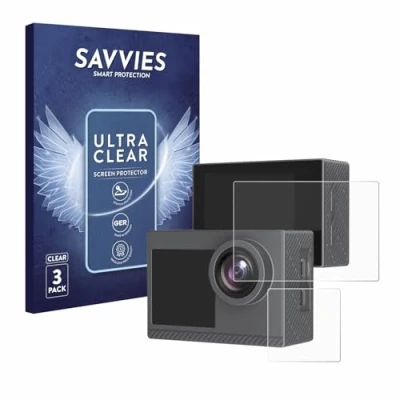 Abbildung von Savvies 6 Stück Schutzfolie für Akaso Brave 4 Pro Displayschutz Folie Ultra Transparent