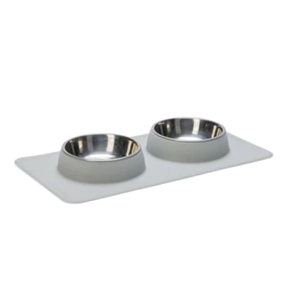 Abbildung von Beeztees Futterbehälter Dinner Set Silikon Inox Dex weiß