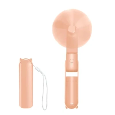 Abbildung von Jsdoin Handventilator, Tragbarer Mini Ventilator 3 Geschwindigkeiten, Wiederaufladbar Faltbarer USB mit Schlüsselband, auch als Powerbank, für Büro, Outdoor(Rosa)