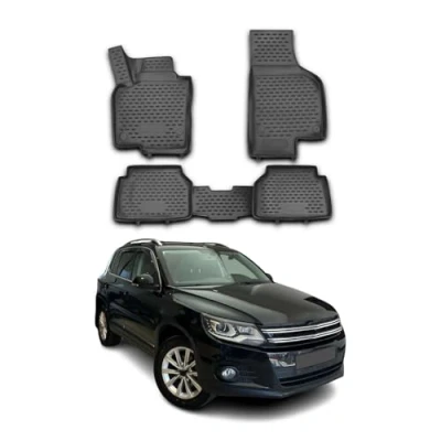 Abbildung von OMAC Gummimatten Fußmatten kompatibel mit VW Tiguan 2007 2017 TPE Automatten Schwarz 4X