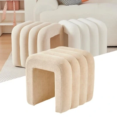 Abbildung von Zedelmaier Stilvolle Hocker,Moderner Sitzhocker,Schminktisch Hocker,Fußhocker, Polsterhocker,Sitzwürfel, für Wohnzimmer Schlafzimmer Eingangsbereich (Beige)