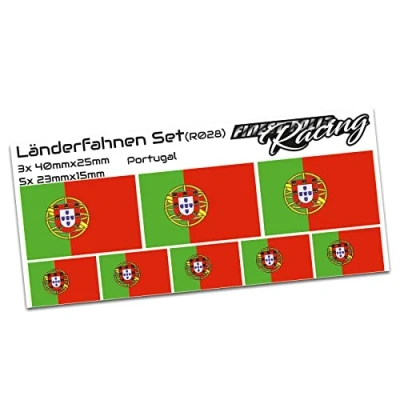 Abbildung von Finest Folia 8er Set Länderaufkleber Fahne Länderfahne Flagge Wetterfest RC Car Auto Motorrad Sticker Fahrrad Aufkleber Modellbau R028 (Portugal)