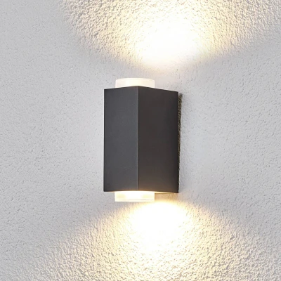 Abbildung von Dunkelgraue Außenwandlampe Jovan, 2 flammig