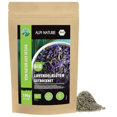Abbildung von Bio Lavendelblüten (100g), Lavendel Blüten getrocknet, aus biologischem Anbau, ganz 100% natürlich, ohne Zusätze