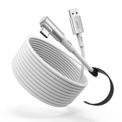 Abbildung von KIWI design Link Kabel 5M Kompatibel mit Meta Quest 3S/Quest 3 Zubehör, 2/Pro/Pico 4 PC Steam VR, USB 3.0 5Gbps Super Speed (Weiß)