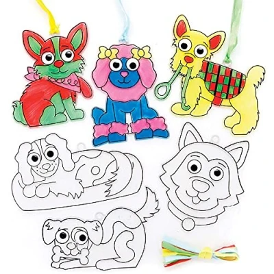 Abbildung von Baker Ross FE581 Hunde Sonnenfänger zum Basteln, 8 Stück, Buntglas Effekt für Kinder Dekorieren und Präsentieren, Kunst Bastelaktivitäten