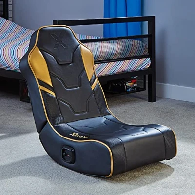Abbildung von X Rocker Shadow 2.0 Floor Gaming Bodensessel für Kinder &amp; Jugendliche mit Audiosystem schwarz/gold