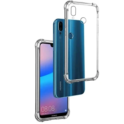 Abbildung von Transparent Silikonhülle TPU Anti Shock für Huawei P20 Lite/Nova 3E, Handyhülle Premium Kratzfest Durchsichtige Schutzhülle