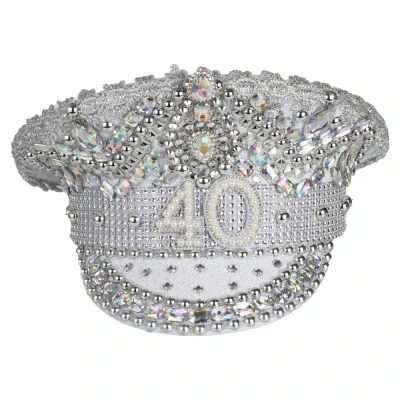 Abbildung von Ginger Ray 40th Birthday Silver Embellished Sequin Hat Milestone Party Wearable Accessory