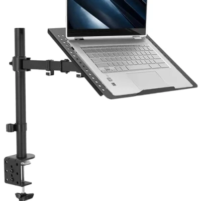 Abbildung von VIVO Einzel Laptop Notebook Tischständer montieren voll einstellbare Verlängerung mit c Klemme (Stand v001l)