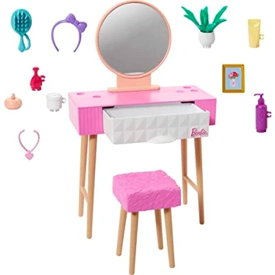 Abbildung von Mattel® Puppenmöbel Mattel HJV32, HJV35 Barbie Möbel und Zubehör Set Schminktisch