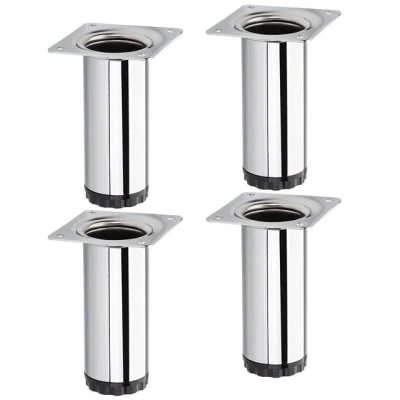 Abbildung von SO TECH® Möbelfuß 4 Stück BRAVO Höhe 100 mm (10 mm) Ø 40 Chrom poliert, höhenverstellbar, aus Stahl, belastbar bis 50 kg pro Stützfuß
