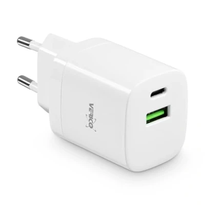 Abbildung von VERICO Power MOJO GaN 30W, 2 Port Ladegerät, Netzteil, PD3.0/QC3.0, 1 x USB C, A, Weiss.
