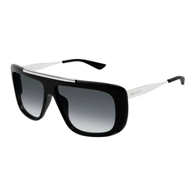 Abbildung von Alexander Mcqueen Unisex Sonnenbrille black/silvercoloured/grey, Größe: 60, Black/silver coloured/grey