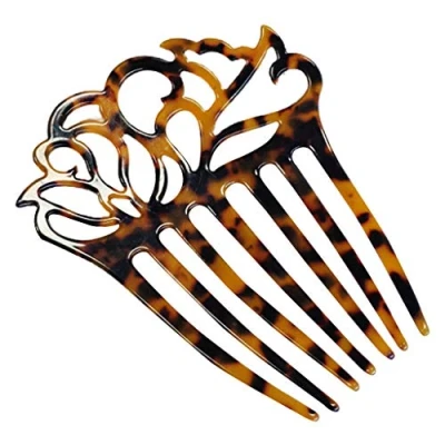 Abbildung von Haarkamm für Damen, 7 Zähne, hohl, Zelluloid, Acetat, Schildkröte, Hochsteckfrisur, lockiges Haar, Kinder