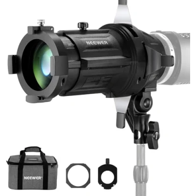 Abbildung von NEEWER 20 Spotlight Snoot Only für Mount, konischer mit Tasche, Projektor, Einstellbarer Fokus, 16 Gobos, 5 Farbgele MS Series LED Video Light (Nicht Bowens Mount), LS 48
