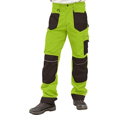 Abbildung von Leber &amp; Hollman Herren Arbeitshose LH FMN T B, 65% Polyester 35% Baumwolle 270 g/m2, Bundhose mit Taschen für Knieschoner, 9 Multifunktionstaschen+ Schlaufe und Schlüsselhaken, Limette Braun, 62