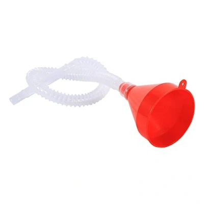 Abbildung von Motorrad Kraftstoff Trichter, Universal Fahrzeug Plastik Fülltrichter mit weichem Schlauch 8cm*10cm Benzin Trichter für Auto KFZ