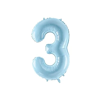 Abbildung von PartyDeco Folienballon Nummer &quot;3&quot; Hellblau Geburtstag Hochzeit Jahrestag Größe ca. 86 cm Verlobung Silvesterparty Hel Deko