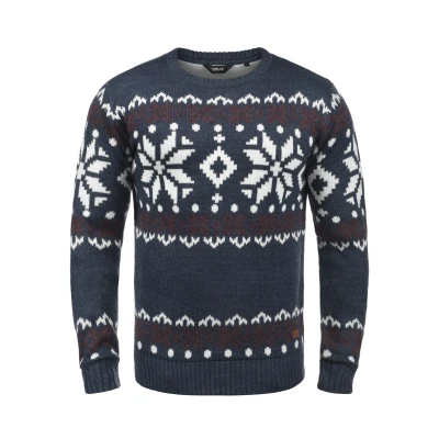 Abbildung von Solid Rundhals Norwig Strickpullover, Herren, Größe: XXL, Dark blue