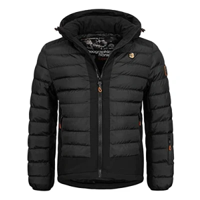Abbildung von Geographical Norway Winter Jacke Parka Steppjacke Kapuze Kapuzenjacke Outdoor Stepp FvS Production H H, Farbe:Schwarz, Größe:XL