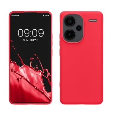 Abbildung von kwmobile Hülle kompatibel mit Xiaomi Redmi Note 13 Pro+ 5G / Pro Plus weiches TPU Silikon Case Cover geeignet für kabelloses Laden Neon Pink