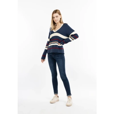 Abbildung von DREIMASTER Maritim Damen Strickpullover XS/S / Marine Mehrfarbig 80% Viscose 20% Nylon