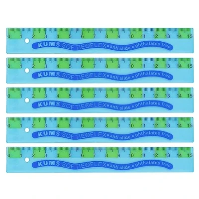 Abbildung von KUM AZ2250116 B Lineal 15 cm flexibel, L1 Softie Flex, 5 Stück, blau, aus Kunststoff, rutschfest