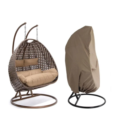 Abbildung von HOME DELUXE Hängesessel Polyrattan TWIN inkl. Regenabdeckung (Set, 5 St., Arm, Fuß, Korb, Kissen, Kette, Karabinerhaken und Regenabdeckung), gefederte Aufhängung