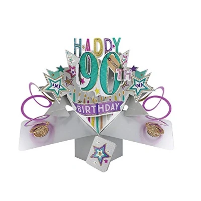 Abbildung von Suki Gifts POP166 Pop Up Grusskarte, 90. Geburtstag, mehrfarbig