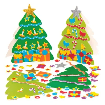 Abbildung von Baker Ross AX594 Weihnachtsbaum Mix &amp; Match Karten Bastelset Für Kinder 6 Stück, Festliche Kreativsets Und Bastelbedarf Zum Basteln Dekorieren Zur Weihnachtszeit, Mittel